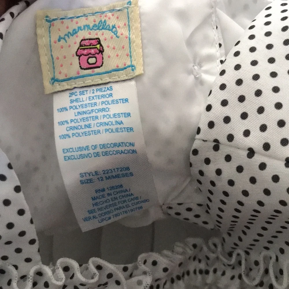 MARMELLATA Satin Dots Raffle Roses Formal Baby Girl Dress | 12 Months